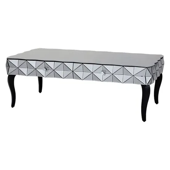 Brice Rectangular Coffee Table - Silver, Mirrored Glass image