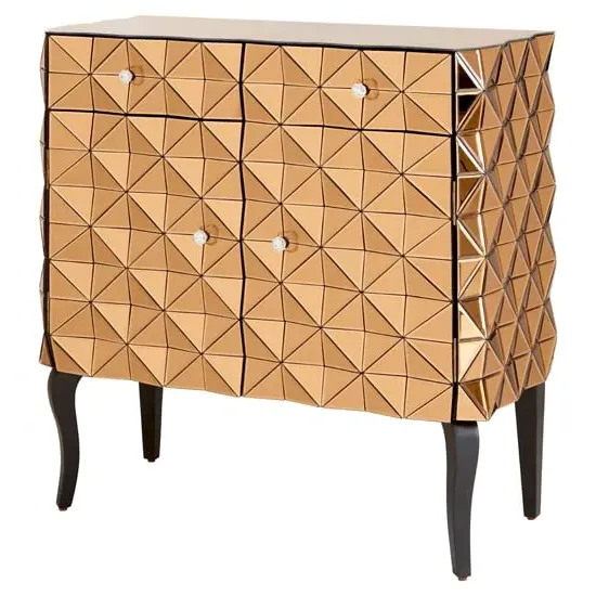 Brice Sideboard with 2 Doors 2 Drawers - Copper, Mirrored Glass