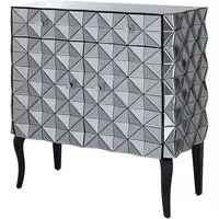 Brice Sideboard with 2 Doors 2 Drawers - Silver, Mirrored Glass