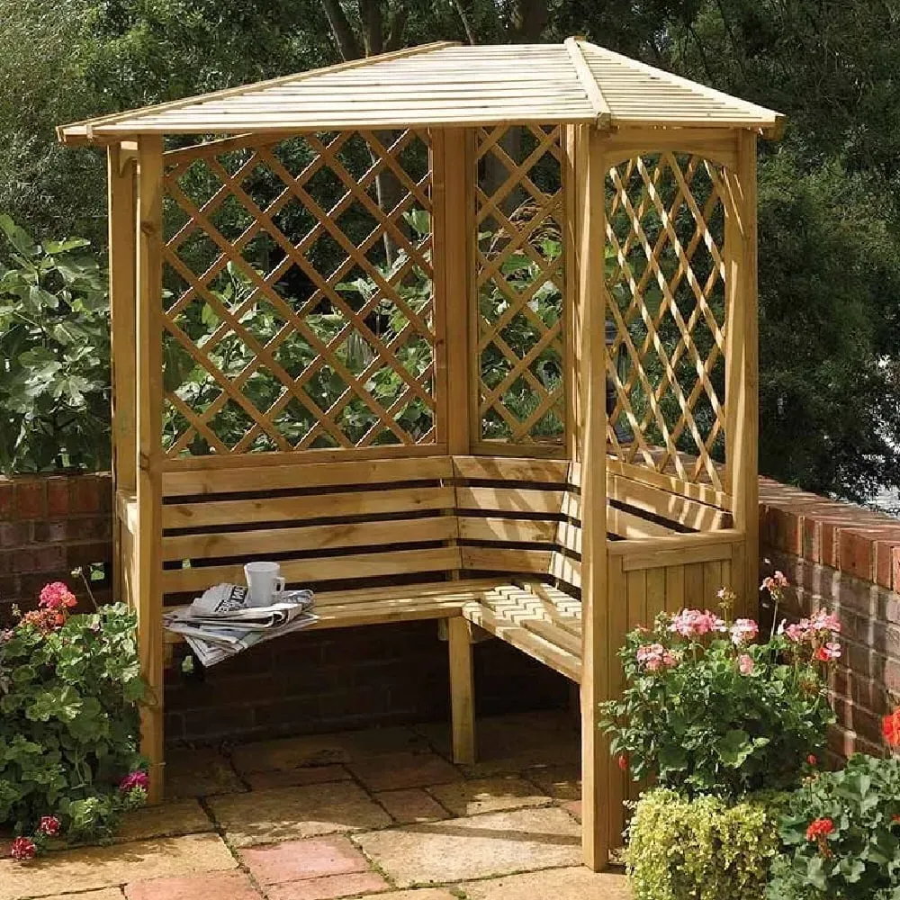 Bridgend Corner Garden Arbour - Natural Wood