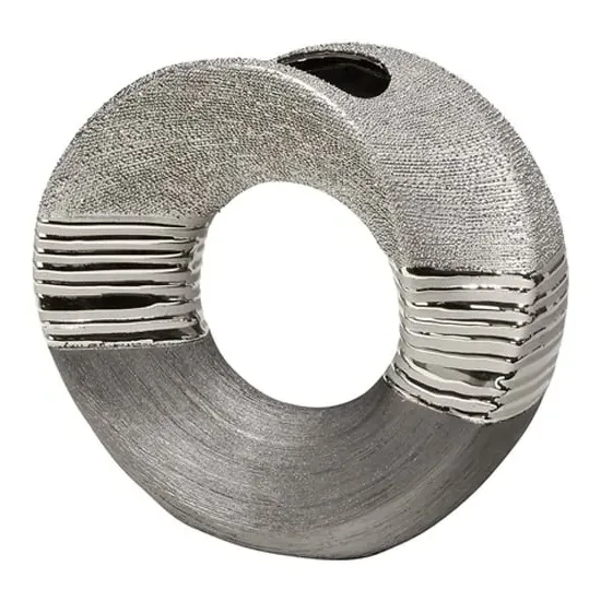 Bridgetown Round Large Decorative Vase - Silver, Ceramic