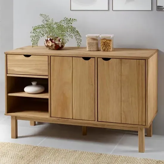 Bridie Pinewood Sideboard with 2 Doors 1 Drawer - Brown image