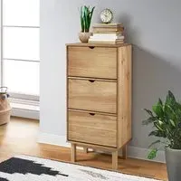 Bridie Shoe Storage Cabinet with 3 Drawers - Brown, Pinewood