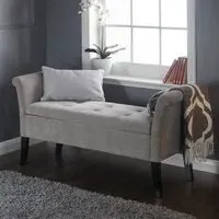 Bridport Storage Ottoman with Deep Tufting - Silver, Fabric