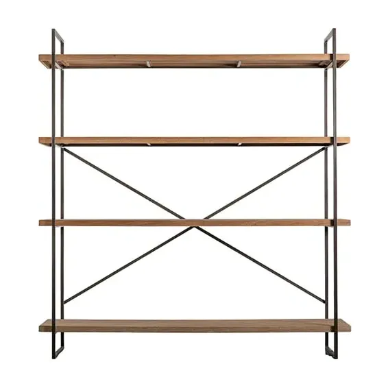 Brigade Wooden Display Unit with Black Metal Frame - Natural