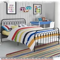 Bright Double Bed Frame - Black, Metal