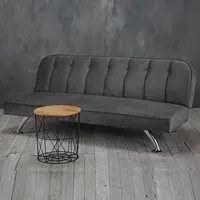 Brighten Sofa Bed with Chrome Legs - Grey, Velvet