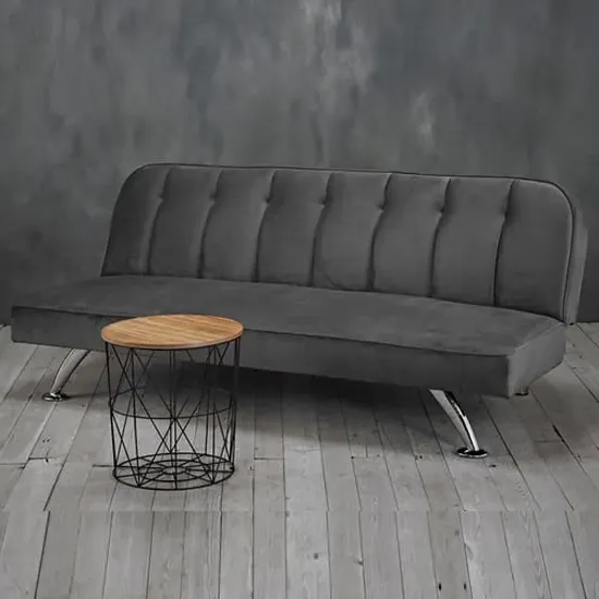Brighten Sofa Bed with Chrome Legs - Grey, Velvet