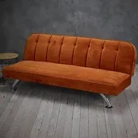Brighten Sofa Bed with Chrome Legs - Orange, Velvet