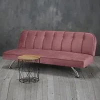 Brighten Sofa Bed with Chrome Legs - Pink, Velvet