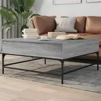 Brighton Coffee Table with Storage - Grey Sonoma, Metal