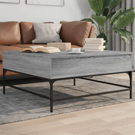 Brighton Coffee Table with Storage - Grey Sonoma, Metal