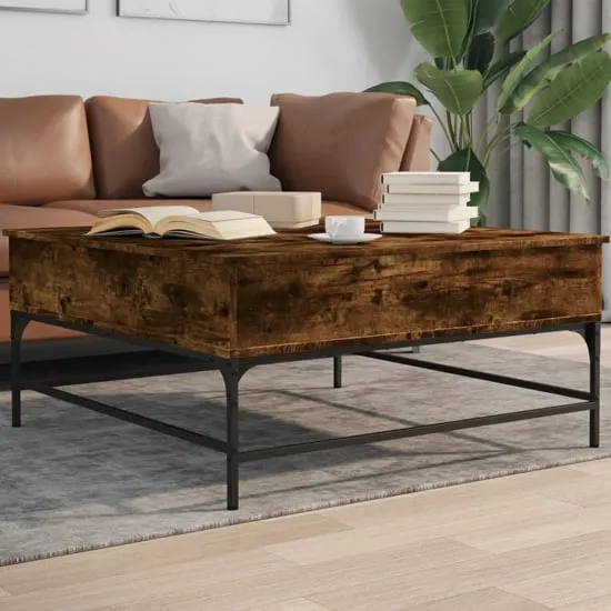Brighton Coffee Table with Storage - Smoked Oak, Metal image