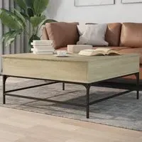 Brighton Coffee Table with Storage - Sonoma Oak, Metal
