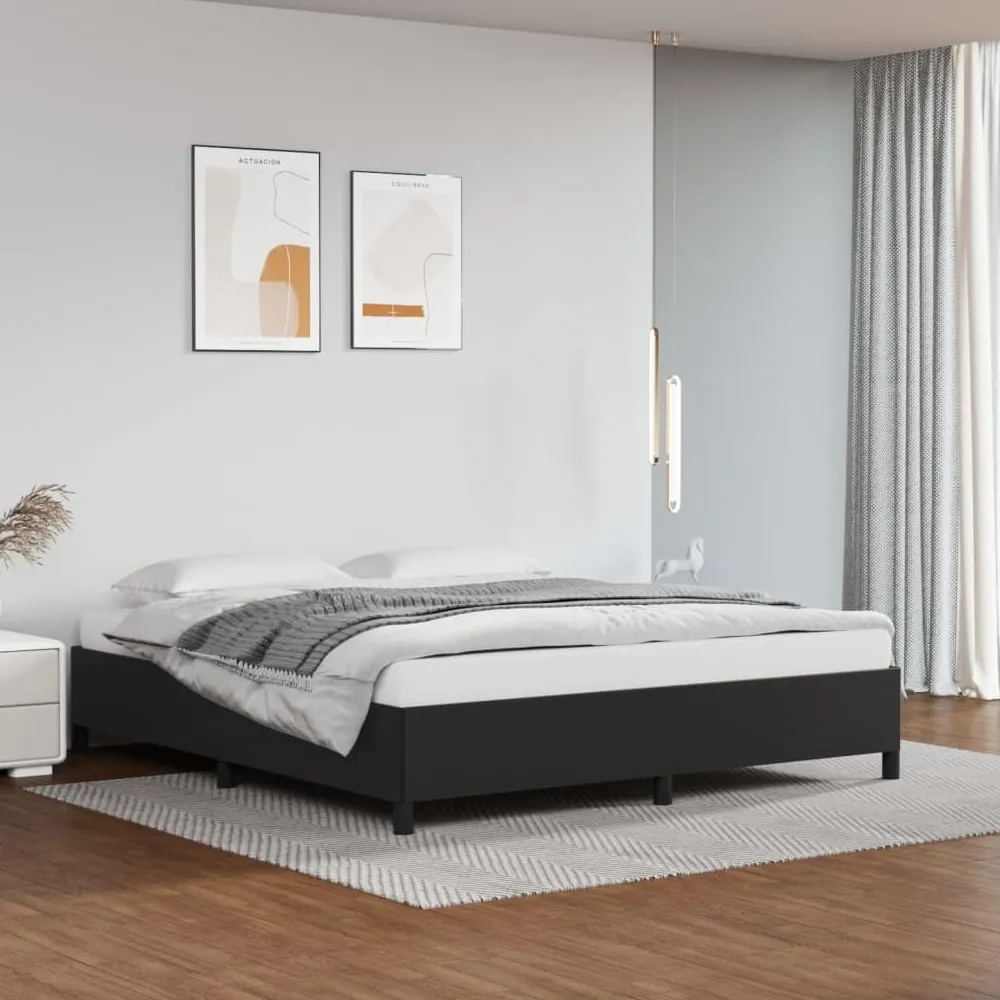 Brighton Super King Size Bed Frame - Black, Faux Leather image