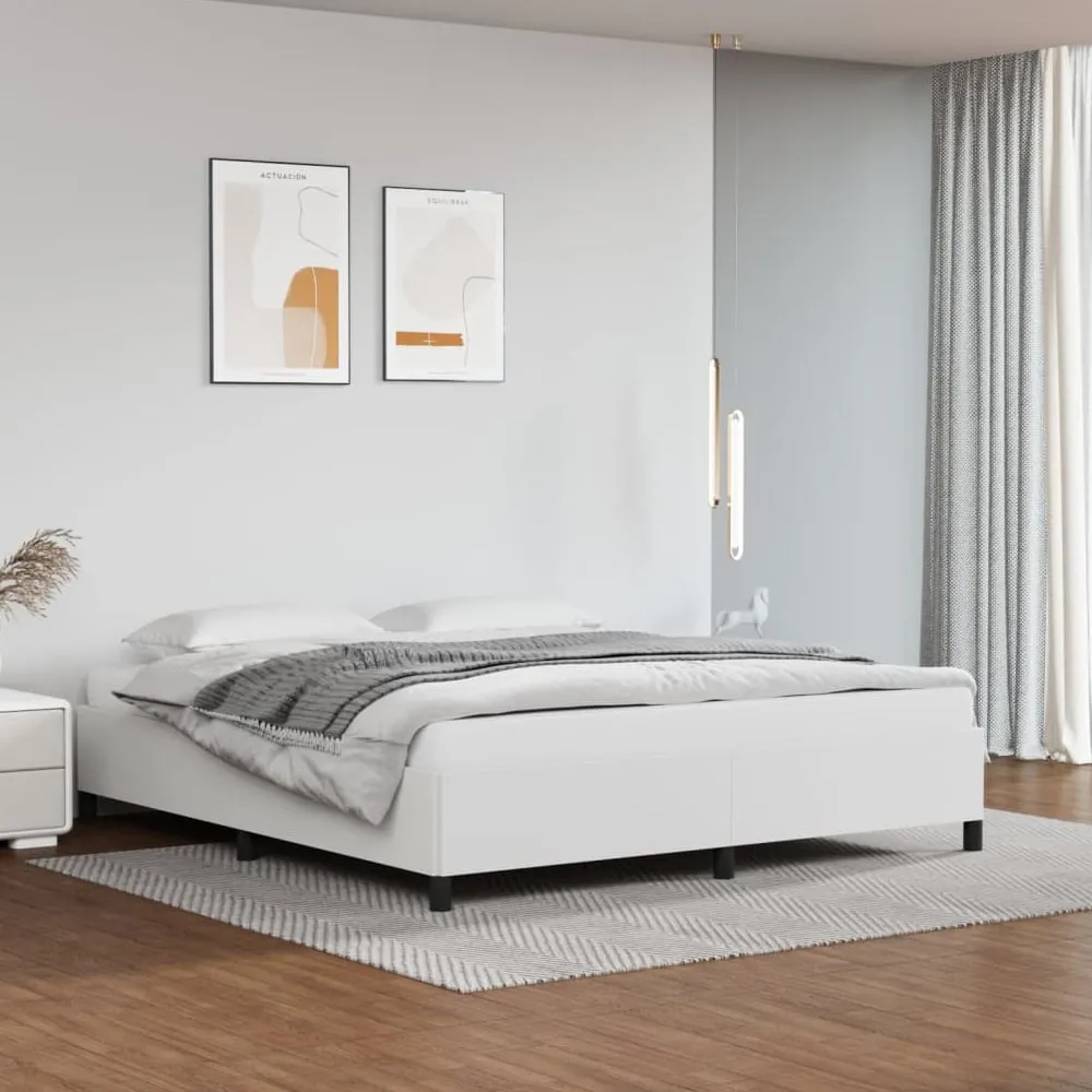 Brighton Super King Size Bed Frame - White, Faux Leather