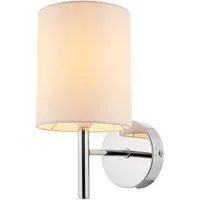Brio Fabric Wall Light - White, Chrome