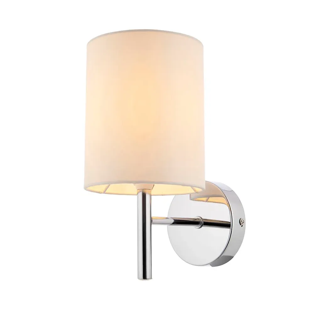 Brio Fabric Wall Light - White, Chrome image
