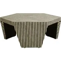 Bristol Hexagon Coffee Table with Striped Design - Black, Wood