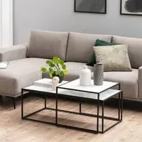 Bristol Marble Effect Glass Nesting Coffee Tables - White