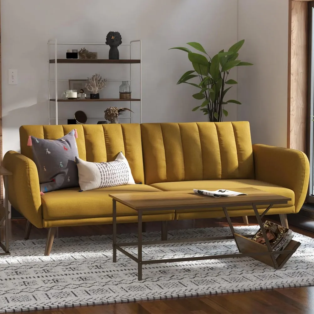 Brittan Sofa Bed with Storage - Mustard, Fabric