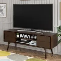 Brittan TV Stand with Sliding Doors - Walnut