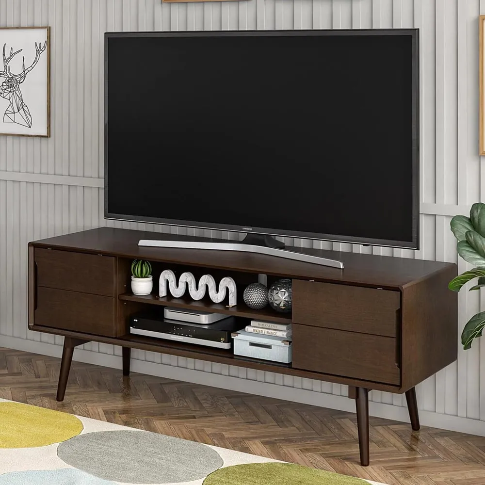 Brittan TV Stand with Sliding Doors - Walnut