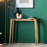 Brix Console Table - Clear, Oak