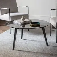 Brix Round Coffee Table - Black, Smoked Glass