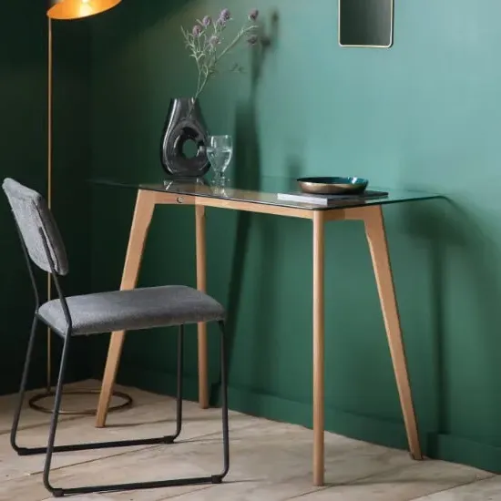 Brix Study Desk - Clear, Oak