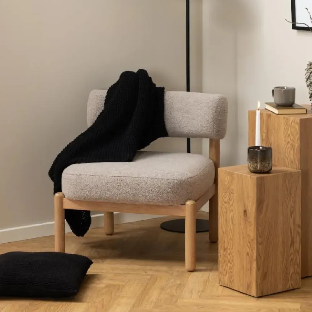 Brixton Fabric Lounge Chair with Wooden Frame - Beige image