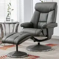 Brixton Recliner Chair with Stool - Chinder, Faux Leather