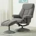 Brixton Recliner Chair with Stool - Grey, Faux Leather