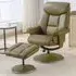 Brixton Recliner Chair with Stool - Olive Green, Faux Leather