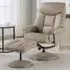 Brixton Recliner Chair with Stool - Pebble, Faux Leather