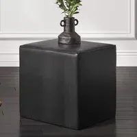 Brixton Square Side Table - Black, PU Leather