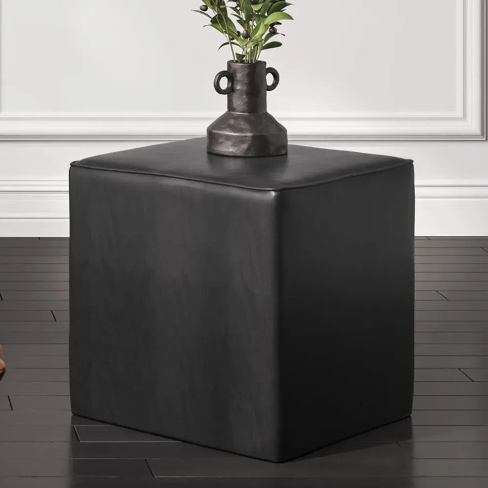 Brixton Square Side Table - Black, PU Leather image