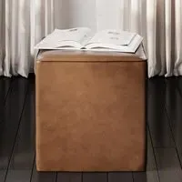 Brixton Square Side Table - Tan, PU Leather