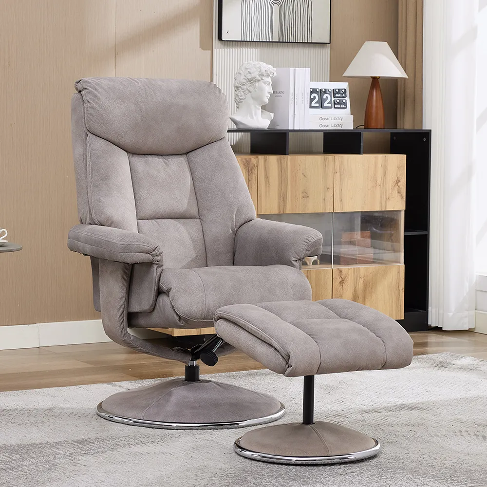 Brixton Swivel Recliner Chair with Footstool - Almond, Fabric product