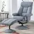 Brixton Swivel Recliner Chair with Stool - Marine, Fabric