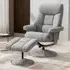 Brixton Swivel Recliner Chair with Stool - Silver, Fabric