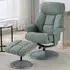 Brixton Swivel Recliner Chair with Stool - Teal, Fabric