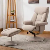 Brixton Swivel Recliner Chair with Stool - Wheat, Fabric