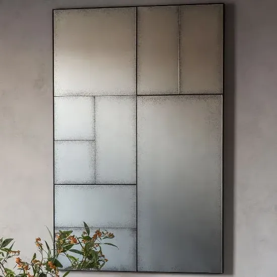 Broad Rectangular Wall Mirror - Antique