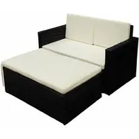 Brockton 2-Seater Garden Lounger Set with Cushions - Black