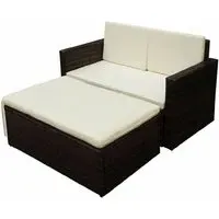 Brockton 2-Seater Garden Lounger Set with Cushions - Brown