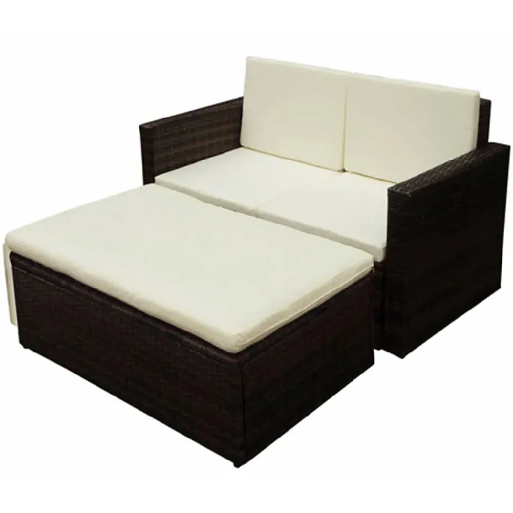 Brockton 2-Seater Garden Lounger Set with Cushions - Brown image