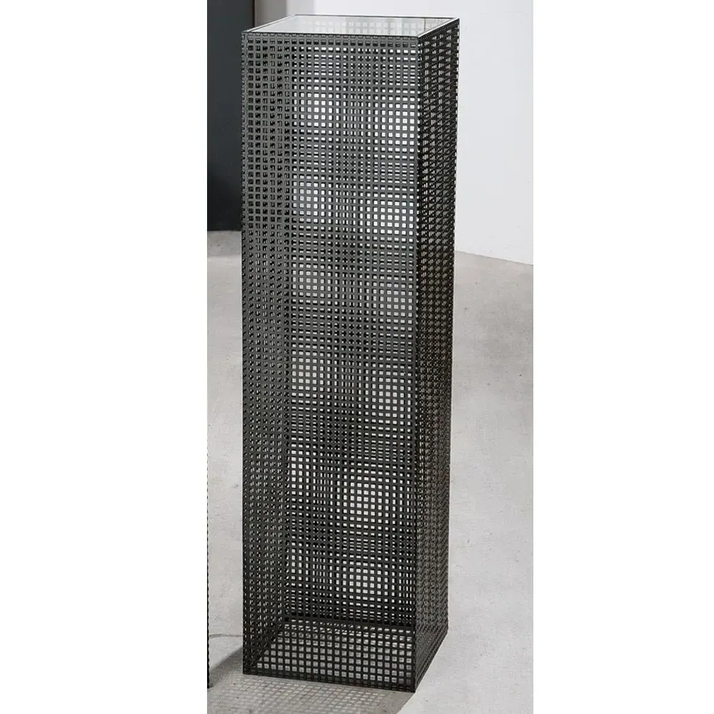 Brockton Large Decorative Pillar - Black, Glass Metal