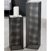 Brockton Set of 2 Decorative Pillars - Black, Glass Metal