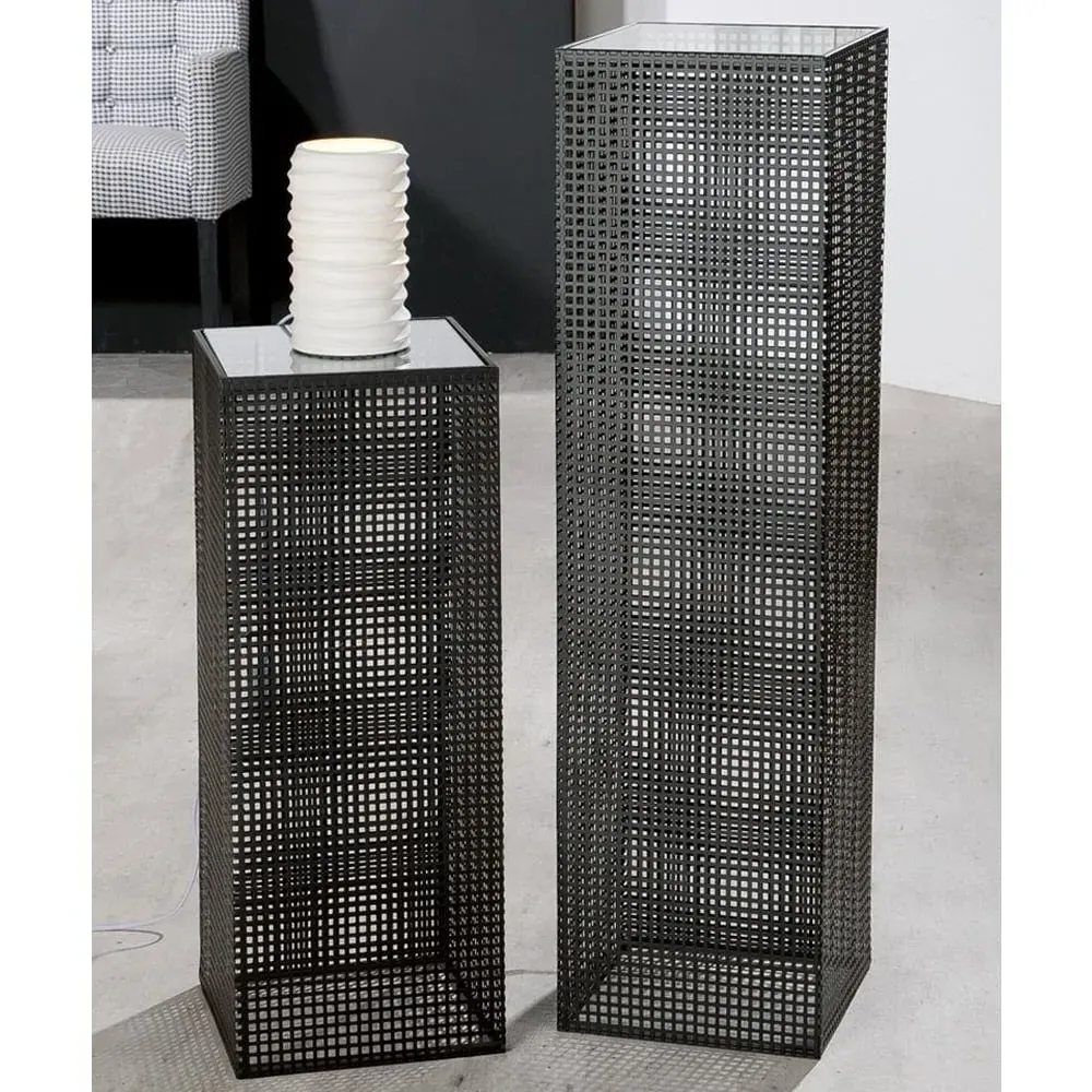 Brockton Set of 2 Decorative Pillars - Black, Glass Metal